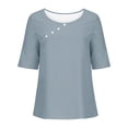 thumbnail image 4 of Babysbule Hauts pour Femmes Liquidation Mode Femmes Décontracté Bouton Imprimé Floral Manches Courtes T-Shirt Blouse Hauts, 4 of 5
