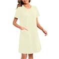 thumbnail image 4 of Kaemgyyd Peignoirs Zippés pour Femmes Été Manches Courtes Col Ras du Cou Peignoirs Courts Unis Légers Doux Robe de Nuit avec Poches, 4 of 7