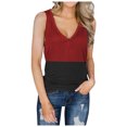 thumbnail image 1 of Fridja Womens Casual Loose Color Matching Button V-neck SleevelessTops Blouses Vests, 1 of 6
