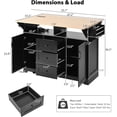 thumbnail image 3 of Modern Large Kitchen Island with 2 Drop Leaf, Rolling Kitchen Cart on 5 Wheels with Power Outlet, Folding Storage Dining Table for Kitchen, Dining Room (Black/Folding), 3 of 9