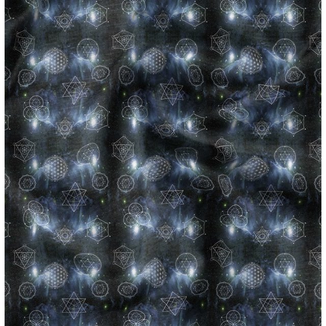 Soimoi Blue polyester Crepe Fabric Scared Geometric Galaxy Printed Craft Fabric by the Yard 52 Inch Wide