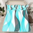 thumbnail image 2 of Erosebridal Cyan Abstract Full Sheet Sets, Chic Minimalism Bedding Full Size, Geometric Stripe Decor 4pcs, 2 of 7