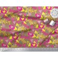 thumbnail image 3 of Soimoi Brown Rayon Fabric Text,Heart & Triangle Geometric Printed Craft Fabric by the Yard 56 Inch Wide, 3 of 3