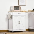 thumbnail image 2 of HOMCOM Îlot de Cuisine Pliable avec Tiroir de Rangement, Chariot Utilitaire Roulant, 2 of 10