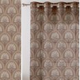 thumbnail image 1 of Vargottam Brown Geometric Design Extra Long Sheer Curtains for Double Height Windows & Doors - Set of 2 Panels, 108", Grommet Top, Light Filtering Printed Georgette Drapes, 1 of 9