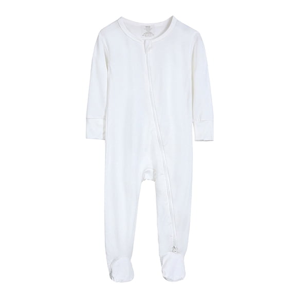 Bodysuit for Baby Boy Unisex Clothing Baby Boys Girls Cotton Rompers Footed Pajamas Zipper Long Sleeve Sleeper Jumpsuit(White,0-3 Months)