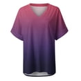thumbnail image 4 of HWRETIE T-Shirt Dégradé pour Femmes à Manches Courtes, Col Rond, Coupe Ample, Haut Décontracté, Blouse d'Été, 4 of 4