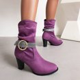 thumbnail image 4 of LSLJS Bottes de Mode pour Femmes Femmes Bout Rond High Heel Escarpins Talon Épais Bottes à Talon Moyen, Bottes Mi-Mollet pour Femmes, Bottes pour Femmes, 4 of 9