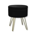 thumbnail image 1 of ITY International - Pouf en Velours / Repose-Pieds avec Rangement et Plateau, Base en Métal, Noir, 1 of 7