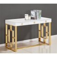 thumbnail image 2 of Best Master Brooks 3-Drawer Wood and Stainless Steel Frame Writing Desk - Gold, 2 of 8