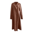 thumbnail image 1 of KIHOUT Spring Winter Warm Coat Lapel Solid Color Slim Leather Long Leather Jacket Men's Windbreaker Jacket,Size S-5XL, 1 of 5