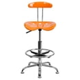 thumbnail image 3 of Vibrant Orange and Chrome Drafting Stool with Tractor Seat, 3 of 9