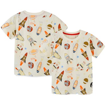 KYAIGUO Toddler Baby Short Sleeve T-Shirt for Boys Summer 100% Organic Cotton Tee Shirt Kids Crew Neck Cartoon Tees Shirts 2-8T