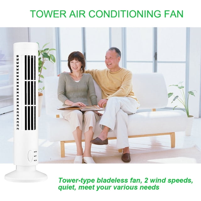 USB Standing Tower Fans Bladeless Floor Air Conditioner Tower Fan; Humidifier Energy-Saving Slim Design Conditioning Ventilator Fan White