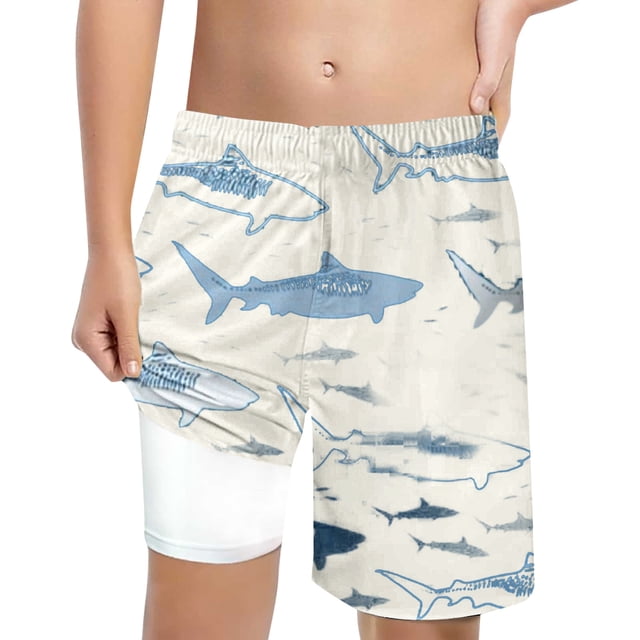 Sunnyoo Maillot de Bain à Séchage Rapide pour Petits Garçons, Imprimé Requin, avec Doublure de Compression