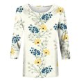 thumbnail image 4 of Pompotops T-shirt Ample Imprimé pour Femme Blouse à Manches 3/4 Col Rond Hauts Décontractés Liquidation, 4 of 5