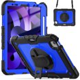 thumbnail image 2 of XYX For iPad Air 5th/4th Generation 10.9 inch 2022/2020 Case, 360 Rotating Shockproof Cover with Stand, Screen Protector, Shoulder Strap, Dark Blue PC, 2 of 7