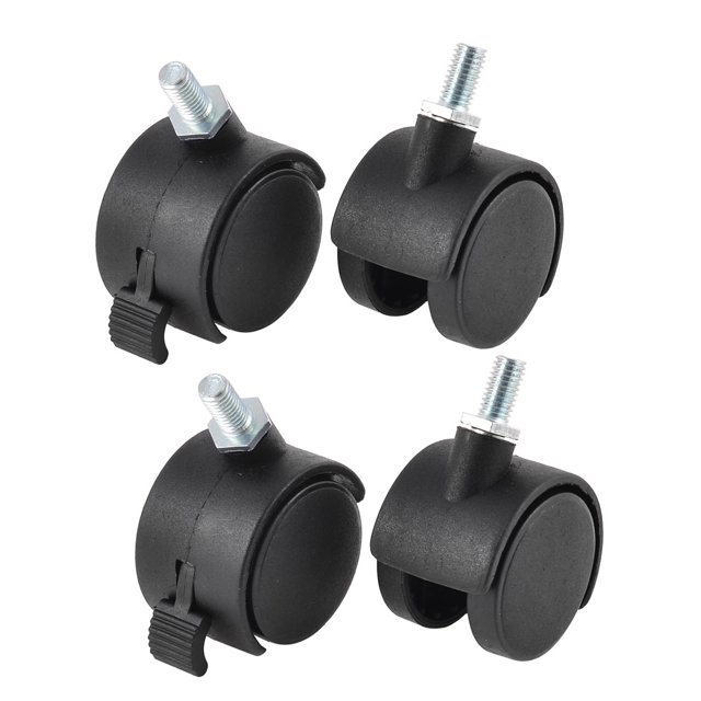 Unique Bargains Trolley Suitcase Plastic Twin Wheels Grip Ring Stem Brake Swivel Caster 4PCS