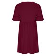 thumbnail image 5 of mtvxesu Robes, Robe à Manches à Volants à Col Rond pour Femmes, Printemps/été, Style Européen et Américain, Tenue de Bureau Décontractée, Couleur Unie, Manches Courtes, Col Rond, Longueur Genou, 5 of 5