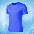 thumbnail image 2 of Pisexur T Shirts for Man , Hommes Mode Décontractée Couleur Unie Col Rond Course Exercice et Entraînement Physique Manches Courtes Haut Bleu, TG Chemises de Golf Hommes & Chemises Hommes, 2 of 6