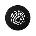 thumbnail image 1 of Spooky Gothic Round Vent cover 5" Duct Opening (Overall 6-1/2") Spider Web Design Solid Cast Aluminum Register | Powder Coated BLACK with Detachable Steel Metal Louver-With Holes for Wall / Ceiling, 1 of 10