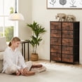thumbnail image 2 of EDX Commode à 10 Tiroirs pour Chambre, Tour d'Organisation de Rangement en Tissu, Armoire, Brun Rustique, 2 of 9
