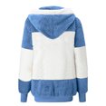 thumbnail image 4 of EGNMCR Womens Winter Fuzzy Fleece Jacket Hooded Drawstring Color Block Patchwork Cardigan Zipper Pullover Coats Outerwear with Pockets, 4 of 5