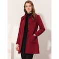 thumbnail image 2 of INSPIRE CHIC Manteau Trench d'Hiver pour Femme à Col Rabattu, Simple Boutonnage, Rouge Foncé, S, 2 of 6
