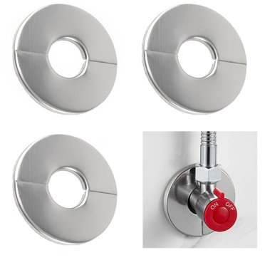 Estbridge 3 Pcs Bride Murale Séparée Autocollante Plaque d'Écusson Ronde en Acier Inoxydable 304 Couvercle de Trou de Tuyau Mural pour Divers Tuyaux (34mm/1.34 Pouces ID)