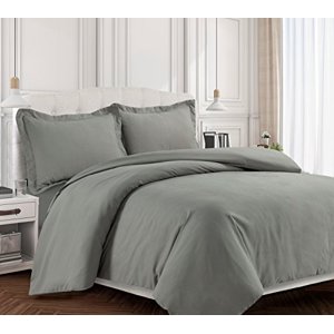 Tribeca Living VALENDUVETQUSG Valencia Ensemble de couverture de couette solide, Queen, Silver Grey