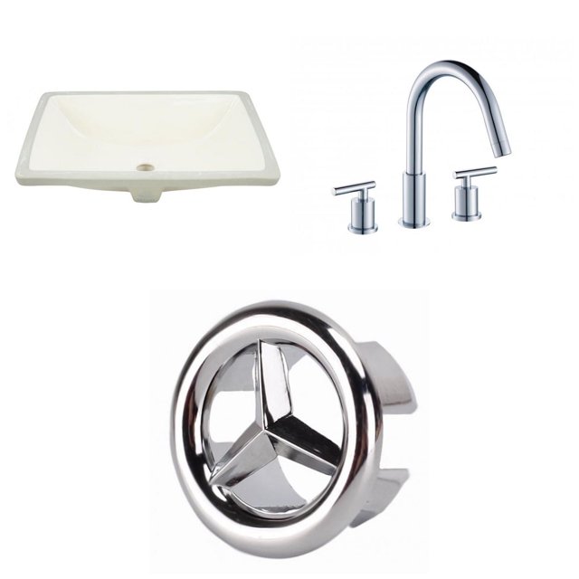 American Imaginations 20.75-in. W Rectangle Bathroom Undermount Sink Set In Biscuit - Chrome Hardware AI-26716