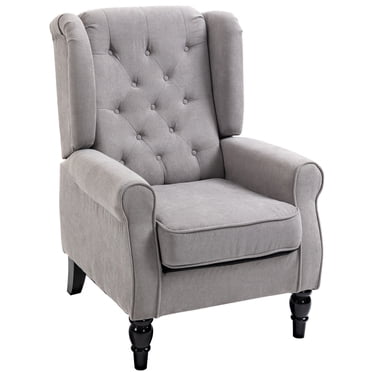 HOMCOM Fauteuil d'Appoint Capitonné à Boutons avec Dossier Ailé et Accoudoirs Arrondis