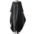 thumbnail image 2 of Meichang Robes Maxi pour Femmes 2025 Été Robe en Lin à Manches Longues Col Rond Robe Chemise Ample Robes Décontractées Longue avec Poches, 2 of 3