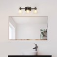 thumbnail image 3 of 3-Light Matte Black Vanity Light with Clear Glass Shades, 3 of 7