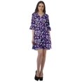 thumbnail image 2 of Moomaya Poly Crepe Casual Dresses Women Printed V Neck Drawstring Mini Dress, 2 of 4