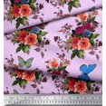 thumbnail image 3 of Soimoi Rayon Fabric Leaves, & Peony Floral Print Sewing Fabric Yard 42 Inch Wide, 3 of 3
