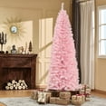 thumbnail image 2 of HOMCOM 7FT Artificial Christmas Tree Xmas Holiday Pencil Tree Home Pink, 2 of 10