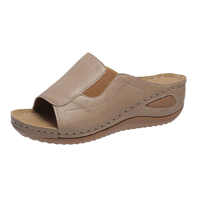 Womens New Wedge High Heel Fish Mouth Stitched Sandals