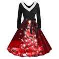 thumbnail image 1 of TIMIFIS Robes de Noël pour Femmes, Robes Maxi pour Femmes Robe Vintage de Vacances Manches Longues Col en V en Fourrure Robe Dos Nu, 1 of 3