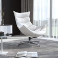 thumbnail image 4 of Melrose White Leather Swivel Cocoon Chair, 4 of 7