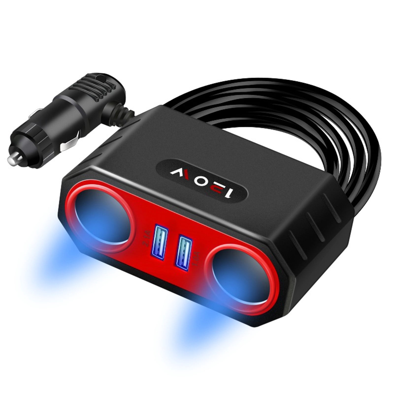 Car Mounted Cigarettes Lighter Adapter, 24V/ 12V Car Splitter Adapter For All Car Devices, One To Two Car Multifunctional Mobile Phone Charger
