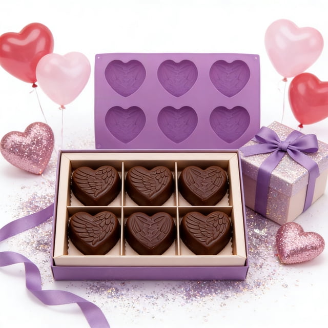 Silicone Cake Mold Multi-Heart Mousse Cake Silicone Mold Valentine's Day Baking Decorations(Purple,1Pcs) Rkxzt
