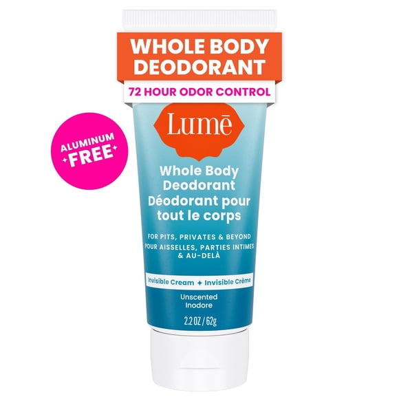 Lume Whole Body Women’s Deodorant - Invisible Cream Tube - Aluminum Free - Unscented - 2.2oz