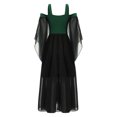 thumbnail image 3 of Yartina Girls Medieval Renaissance Princess Dresses Cold Shoulder Long Sleeve Gothic Victorian Dress Green 6, 3 of 5