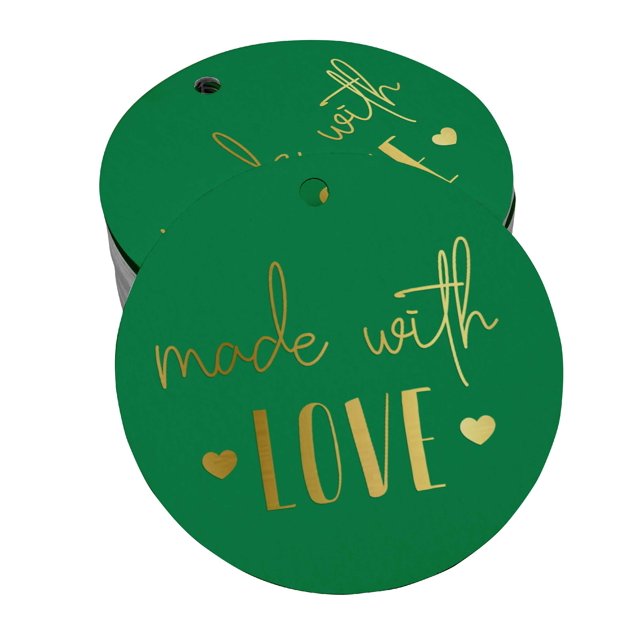 Inkdotpot 100 Pack Real Gold Foil Paper Tags Made With Love Text Favor Hang Tags