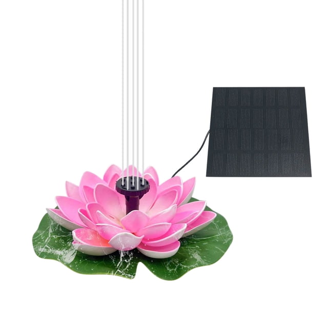 Solar Powered Lotus Fountain Floating Water Feature for Pool Pond Decor, Leaf Shaped Garden Spray with Energy Efficient Pump
