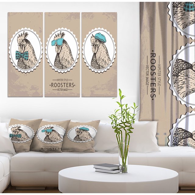 Design Art - Handdrawn vintage rooster hipster style