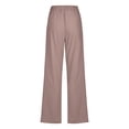 thumbnail image 4 of Timegard Womens Cotton Linen Pants Elastic Waisted Drawstring Straight Leg Solid Color Casual Pants, 4 of 5