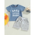 thumbnail image 2 of Gupgi 2Pcs Baby Boy Clothes Short Sleeve Letters Print T Shirt Elastic Waist Pockets Shorts Set, 2 of 9