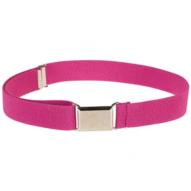 Ceinture Élastique Ajustable pour Enfants avec Boucle Carrée Argentée - Fuchsia